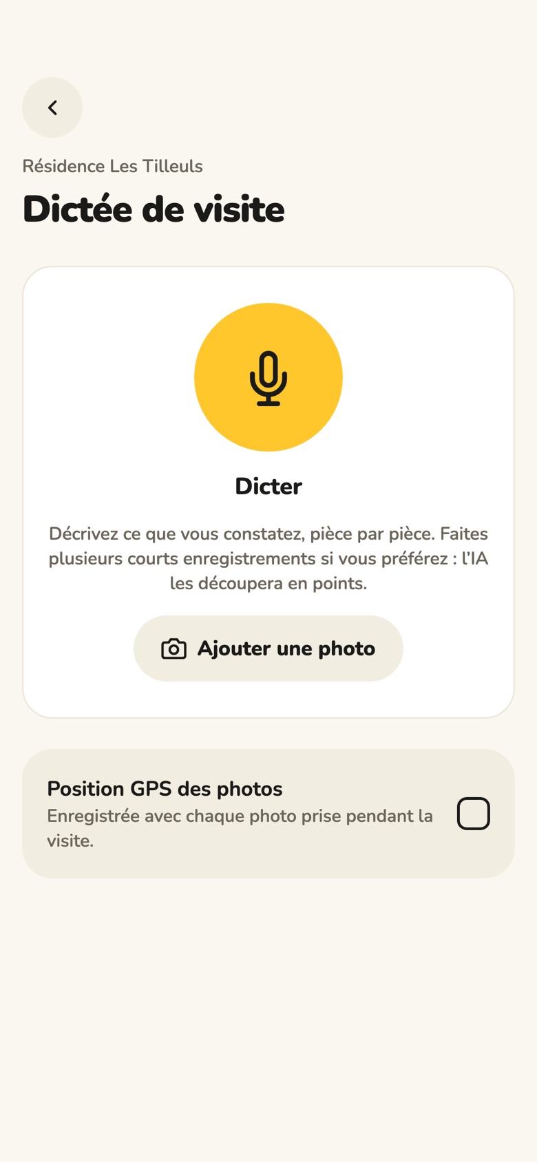 Dictée de visite sur téléphone